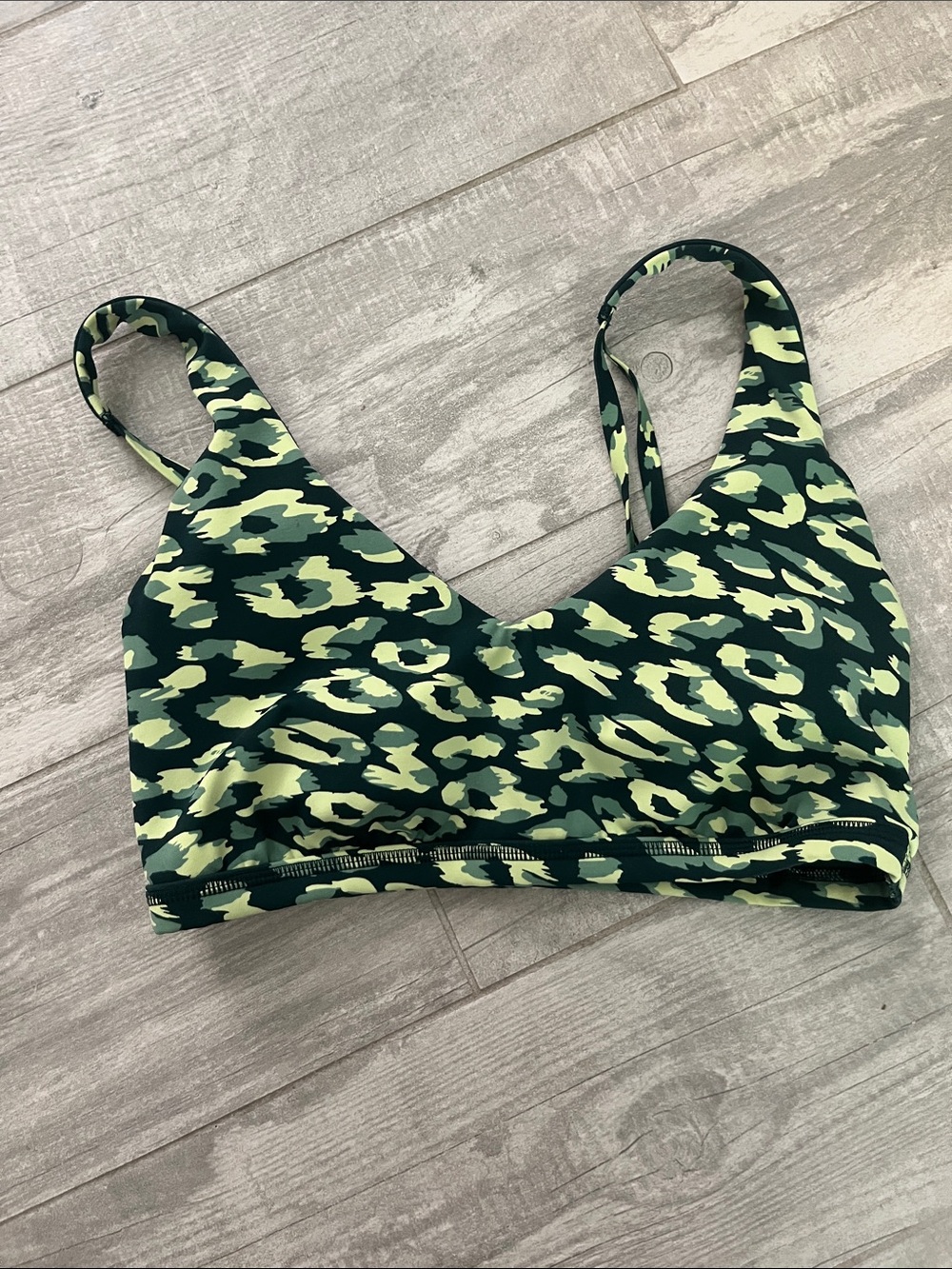 Offline by Aerie Green Camo Strappy Sports Bra